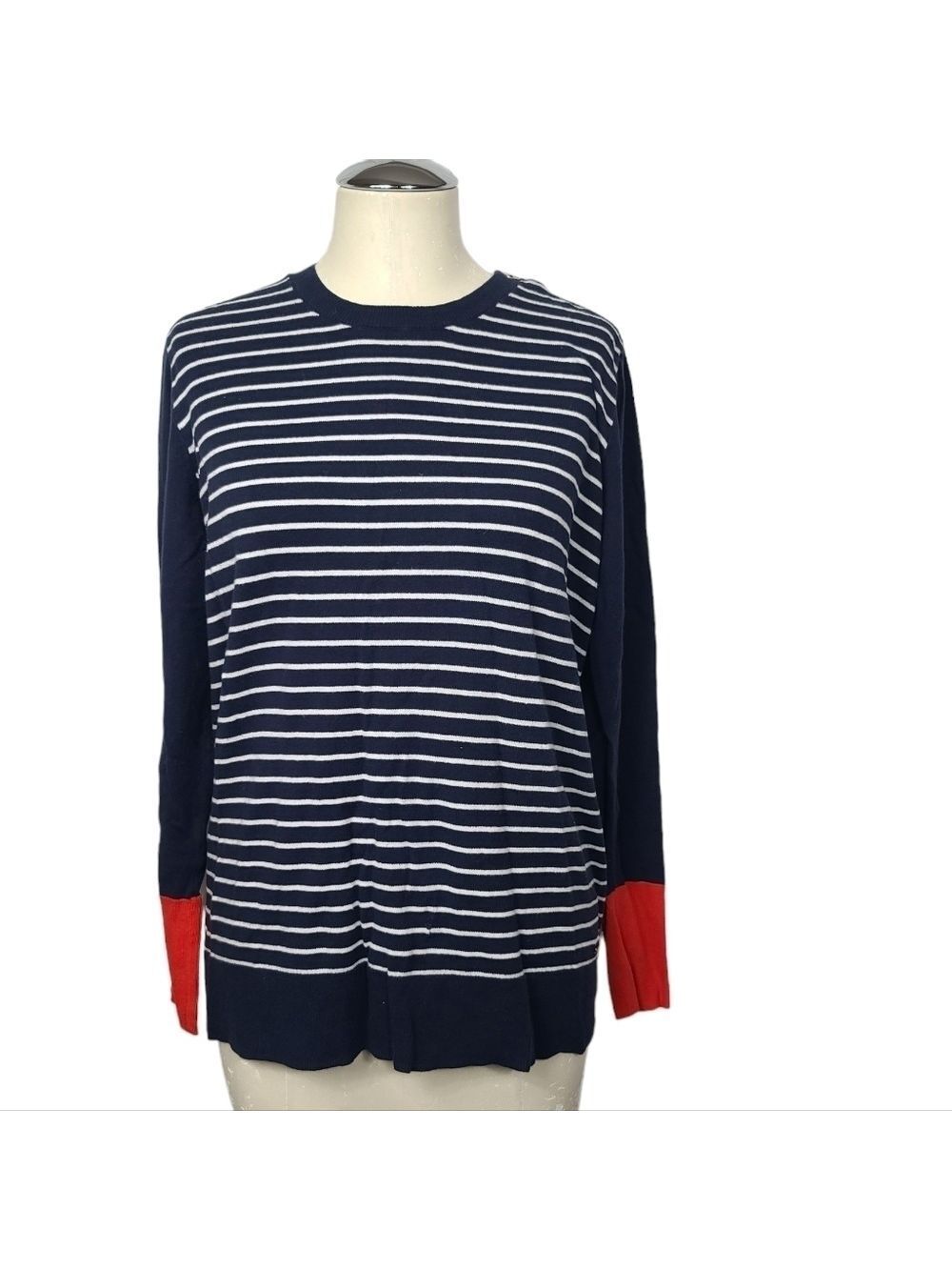 Nautica Striped Crewneck Long Sleeve Sweater Top XL